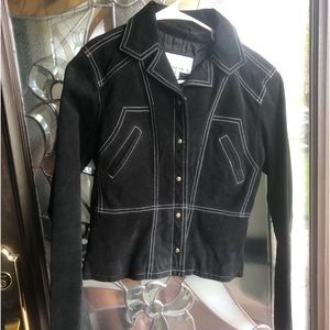 Maxima black and white suede jacket S